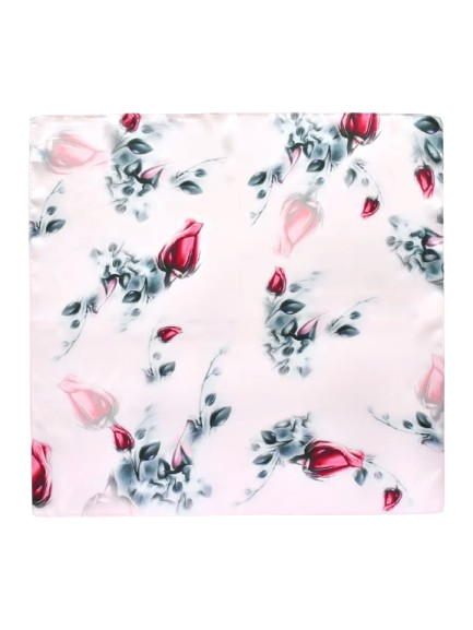 Carre-de-Soie-Rose-Poudre-Femme-posé-à-plat