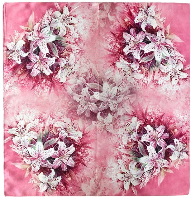 Foulard Rose Fushia à Fleurs – Rosalie