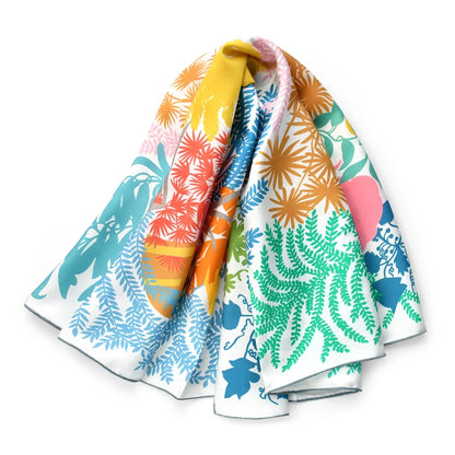 Foulard-Multicolore-Floral-en-Soie-femme-a-plat