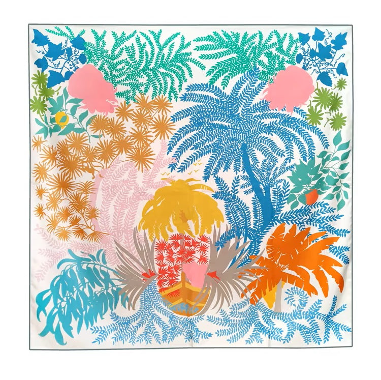Foulard-Multicolore-Floral-en-Soie-posé