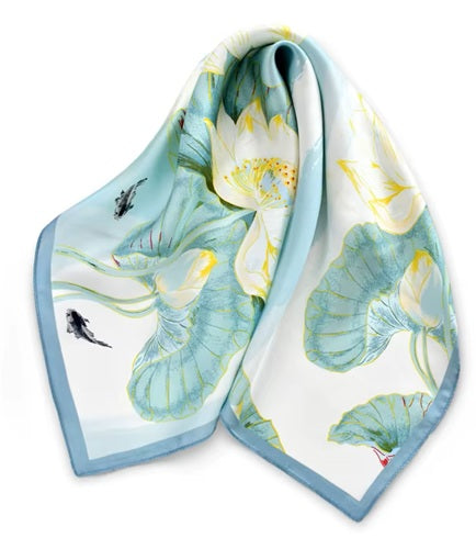 Foulard Vert Fleuri en Soie – Léonie