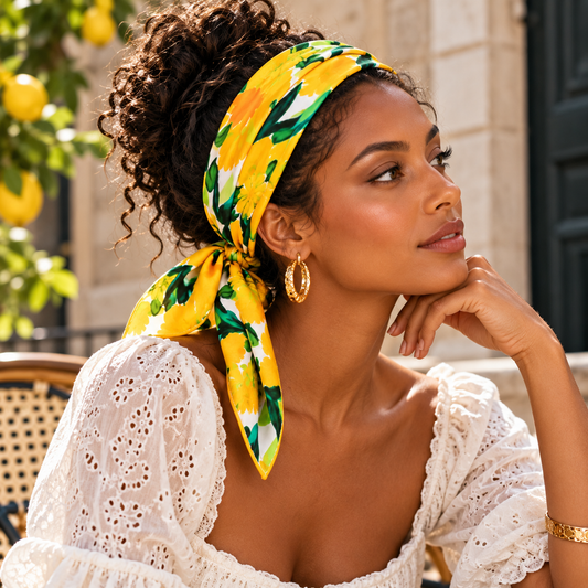 Foulard Carré Jaune en Soie – Marie