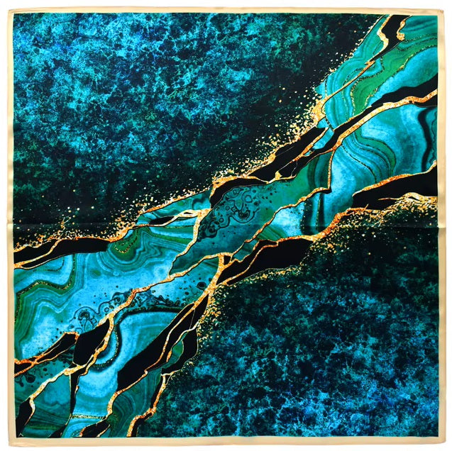 Foulard Vert Turquoise en Soie – Alma